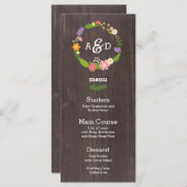 Rustikale Waldhochzeit mit Bohemischem Blumenkraut Menükarte (Vorne/Hinten)