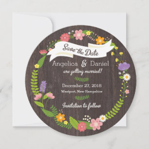 Rustikale Waldhochzeit mit Bohemischem Blumenkraut Save The Date