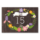 Rustikale Waldhochzeit mit Bohemischem Blumenkraut Tischnummer (Vorderseite)