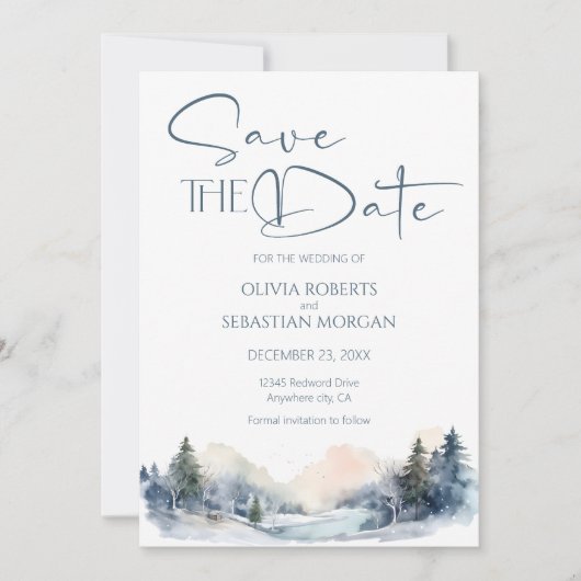 Rustikale Waldhochzeit Save The Date (Vorderseite)