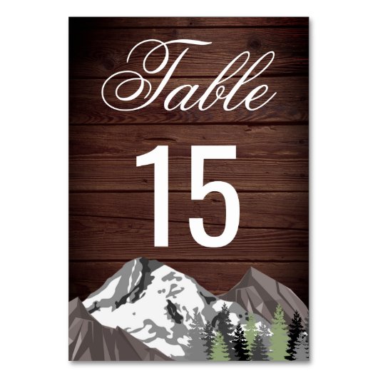 Rustikale Waldhochzeit Tischnummer (Rückseite)