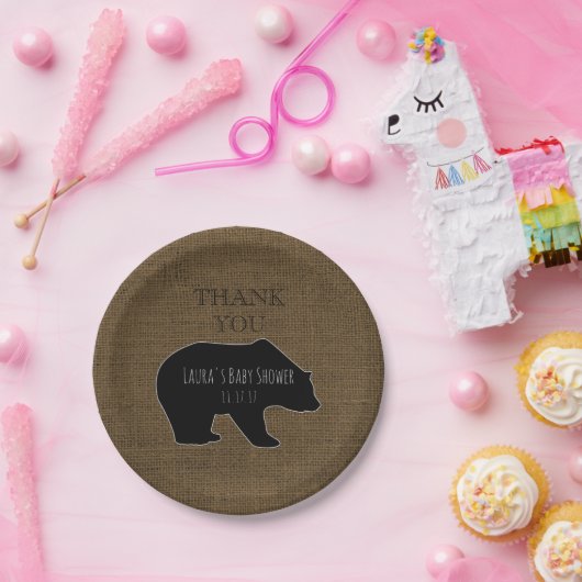 Rustikale Waldjungen-Babyparty der Leinwand-| Pappteller (Party)