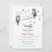 Rustikale Waldlandliebe Vögel Feier Einladung (Vorderseite)