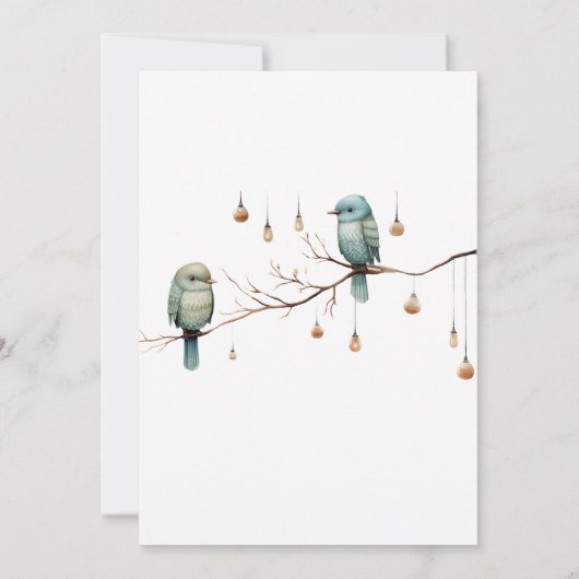 Rustikale Waldlandliebe Vögel Feier Einladung (Rückseite)