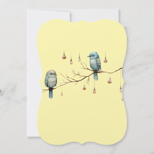 Rustikale Waldlandliebe Vögel Feier Einladung (Rückseite)