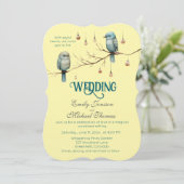 Rustikale Waldlandliebe Vögel Feier Einladung (Stehend Vorderseite)