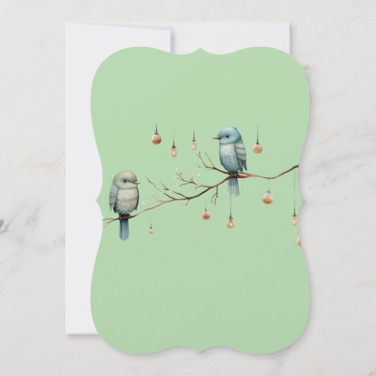 Rustikale Waldlandliebe Vögel Feier Einladung (Rückseite)