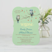 Rustikale Waldlandliebe Vögel Feier Einladung (Stehend Vorderseite)