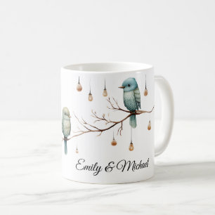 Rustikale Waldlandliebe Vögel Feier Kaffeetasse