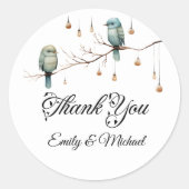 Rustikale Waldlandliebe Vögel Feier Runder Aufkleber (Vorderseite)