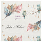 Rustikale Waldlandliebe Vögel Feier Stoff (Nahaufnahme)