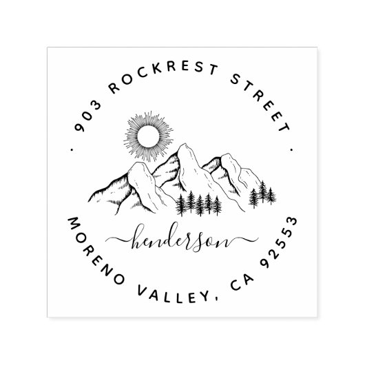 Rustikale Waldlandschaft Familienadresse Permastempel (Design)