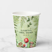 Rustikale Waldlandschaft Pilze Pilze Fungi Ferns Pappbecher (Rückseite)