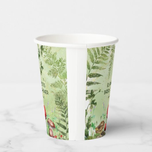 Rustikale Waldlandschaft Pilze Pilze Fungi Ferns Pappbecher (Rechts)