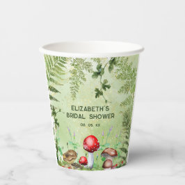 Rustikale Waldlandschaft Pilze Pilze Fungi Ferns Pappbecher