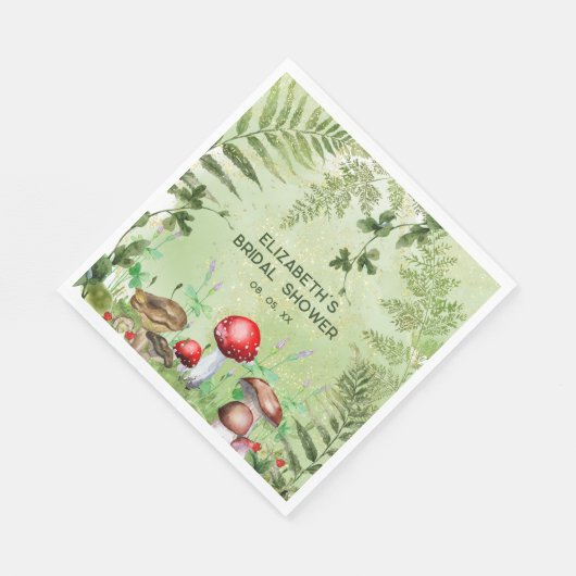 Rustikale Waldlandschaft Pilze Pilze Fungi Ferns Serviette (Ecke)