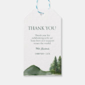 Rustikale Waldlandschaft Pinienwald Hochzeit Danke Geschenkanhänger (Vorderseite)