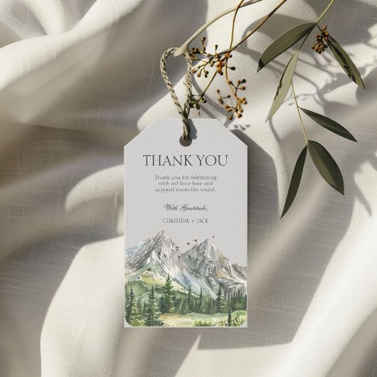 Rustikale Waldlandschaft Pinienwald Hochzeit Danke Geschenkanhänger