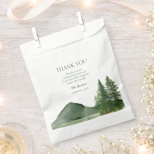 Rustikale Waldlandschaft Pinienwald Hochzeit Danke Geschenktütchen (Ausgeschnitten)