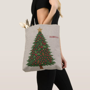 rustikale Waldlandschaft Weihnachtsbaum Tasche