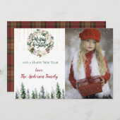 Rustikale Waldlichter Frohe Weihnachtsfeier Foto Feiertagskarte (Vorne/Hinten)