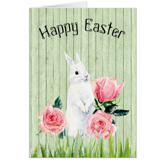 Rustikale WaldOsterkarte mit Kaninchen