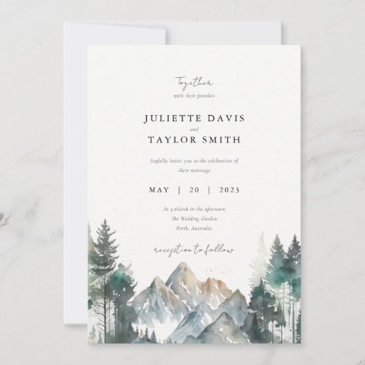 Rustikale Waldpfannenhochzeit Einladung (Vorderseite)