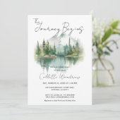 Rustikale Waldreise beginnt Wasserfarbe Einladung (Stehend Vorderseite)