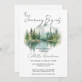 Rustikale Waldreise beginnt Wasserfarbe Einladung (Vorne/Hinten)