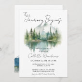 Rustikale Waldreise beginnt Wasserfarbe Einladung (Vorne/Hinten)