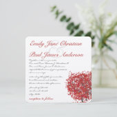 Rustikale Waldroter Baum-Hochzeit Einladung (Stehend Vorderseite)