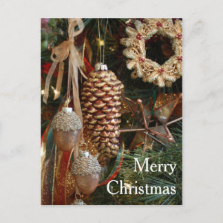 Rustikale Waldschmuck Weihnachtsbaum Feiertagspostkarte