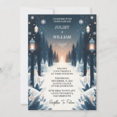 Rustikale Waldstars schneebedeckte Winterhochzeit  Einladung (Vorderseite)