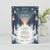 Rustikale Waldstars schneebedeckte Winterhochzeit  Einladung (Stehend Vorderseite)