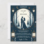 Rustikale Waldstars schneesichere Winterhochzeit Einladung (Vorderseite)
