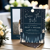 Rustikale Waldstars schneesichere Winterhochzeit Save The Date