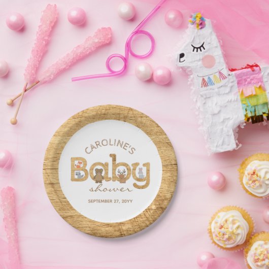 Rustikale Waldtier-Babyparty Pappteller (Party)