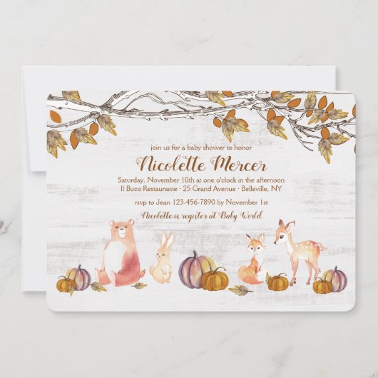 Rustikale Waldtier-Einladung Einladung (Vorderseite)