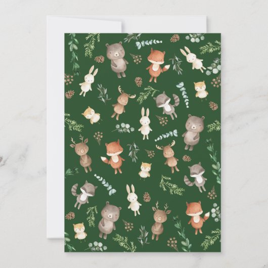 Rustikale Waldtiere Baby Boy Dusche Einladung (Rückseite)