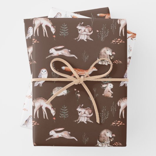 Rustikale Waldtiere Baby Geschenkpapier Set (Beispiel)