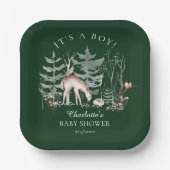 Rustikale Waldtiere Babyduschpapier Pappteller (Vorderseite)