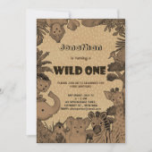 Rustikale Waldtiere, Brown Kraft Einladung (Vorderseite)