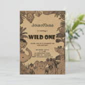 Rustikale Waldtiere, Brown Kraft Einladung (Stehend Vorderseite)