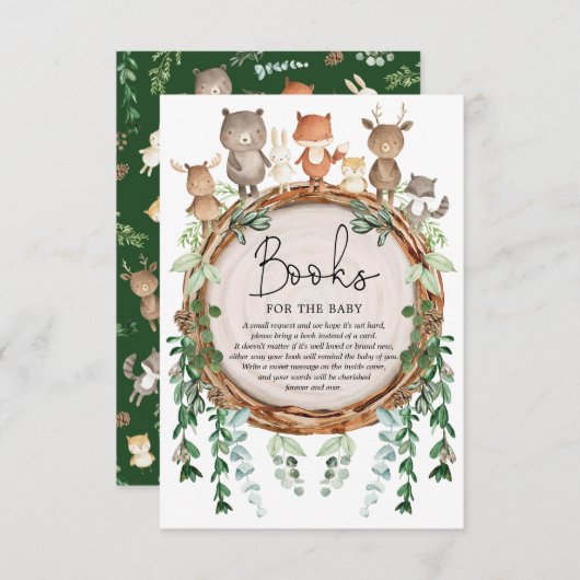 Rustikale Waldtiere Bücher für Baby Begleitkarte (Vorne/Hinten)