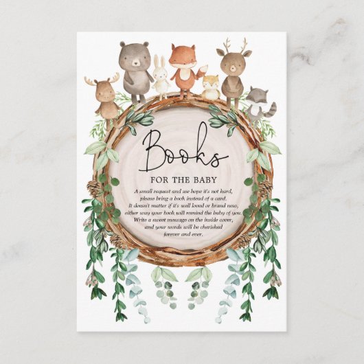 Rustikale Waldtiere Bücher für Baby Begleitkarte (Vorderseite)