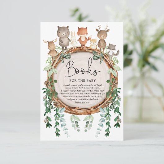 Rustikale Waldtiere Bücher für Baby Begleitkarte (Stehend Vorderseite)