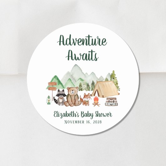 Rustikale Waldtiere Camping Kinderdusche Runder Aufkleber