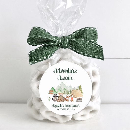 Rustikale Waldtiere Camping Kinderdusche Runder Aufkleber