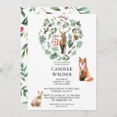 Rustikale Waldtiere Einladung (Vorne/Hinten)