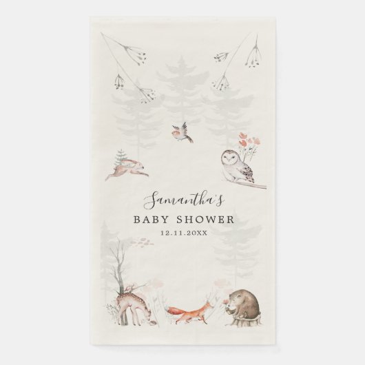 Rustikale Waldtiere Elegante Babydusche Serviette (Vorderseite)